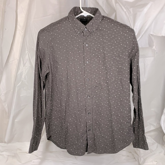 Men J. Crew Charcoal White Dot Slim Long Sleeve Button Shirt Size Large - Picture 4 of 5